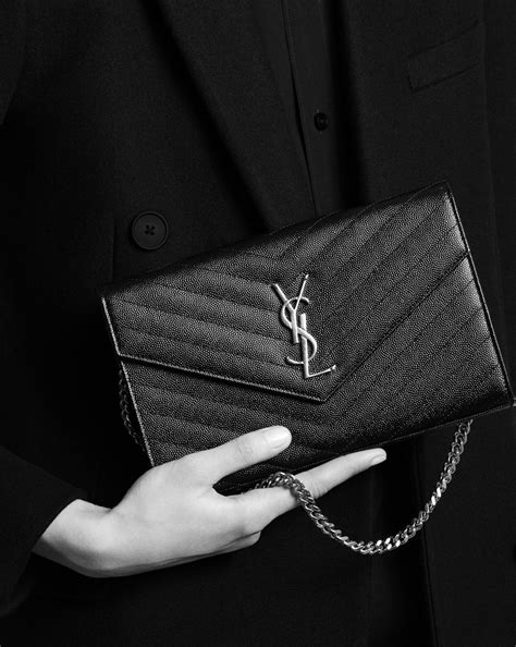 ysl medium wallet on a chain|saint laurent monogram chain wallet.